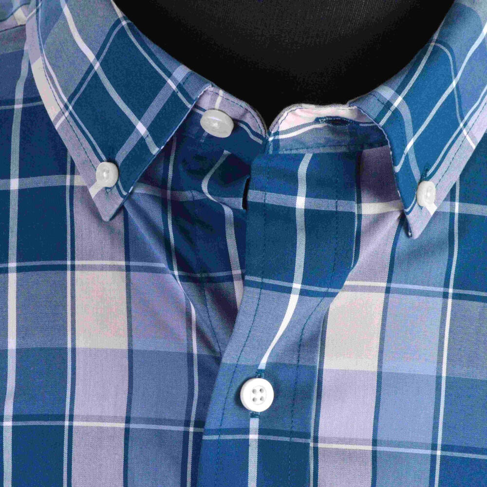 Oak Hill Mens Shirt 1XT Blue White Gray Stripe Wrinkle Free Cool Dry 100% Cotton - Picture 4 of 7